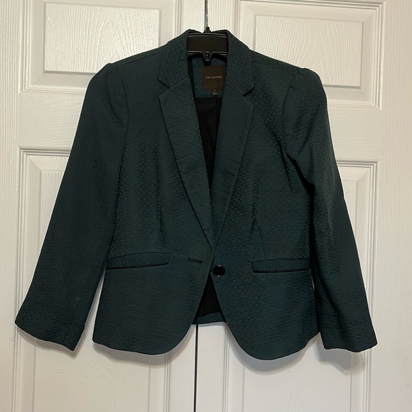 Dark green shimmery blazer with pockets! - Picture 1 of 3